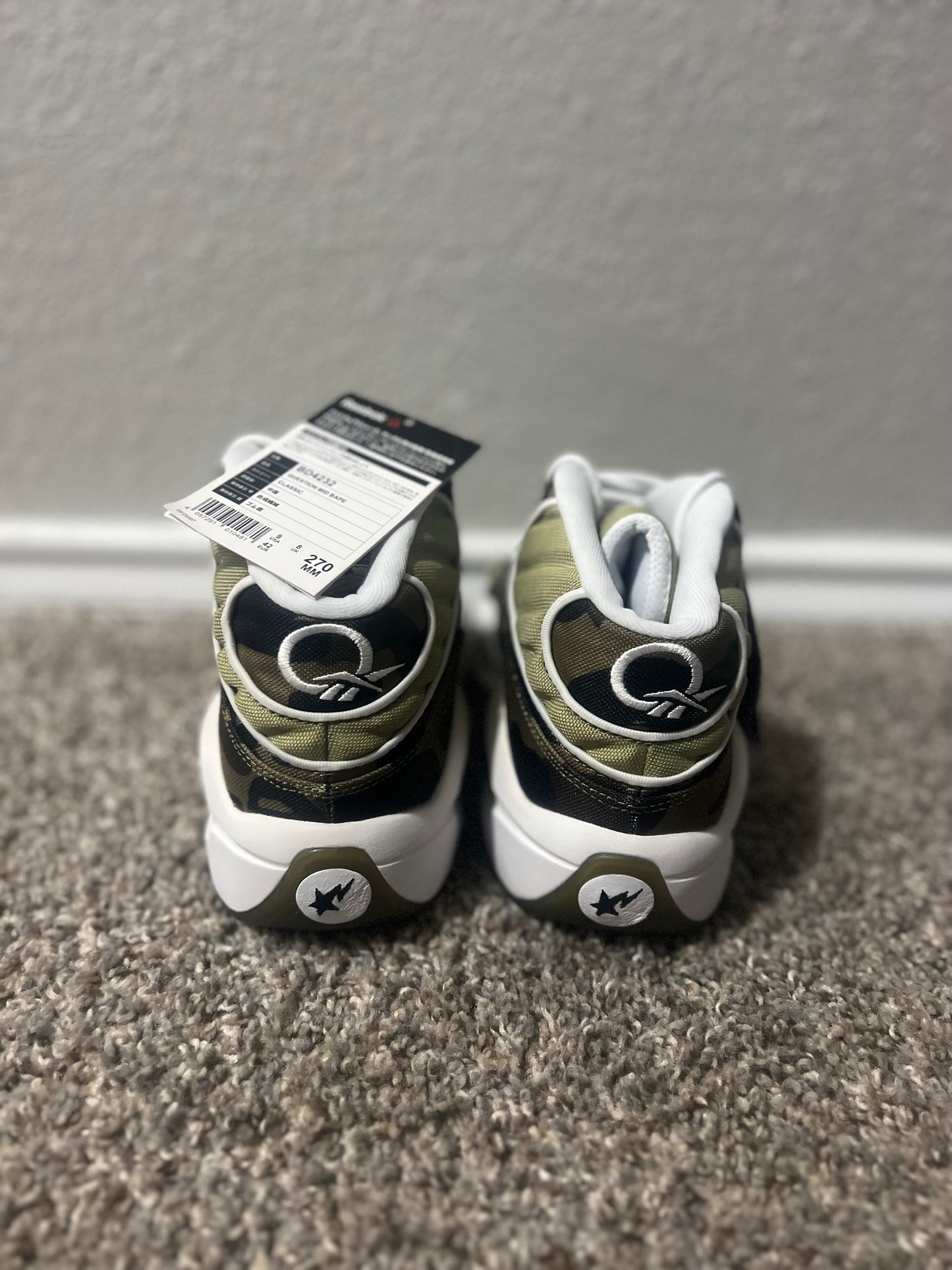 Reebok A Bathing Ape x Mita Sneakers x Question Mid 1st Camo